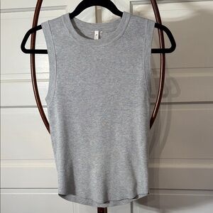 Be Cool LA Ribbed Knit Tank Top Gray Sleeveless Minimalist Stretch